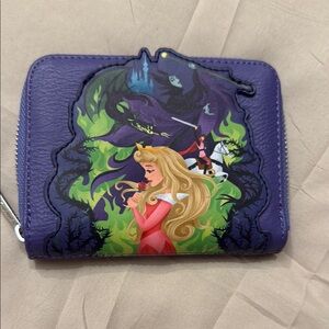 Disney Purple and Green Wallet with Sleeping Beauty Design